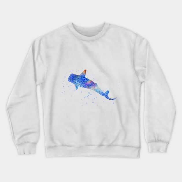 Blue Whale shark, Blue Whale Crewneck Sweatshirt by RosaliArt